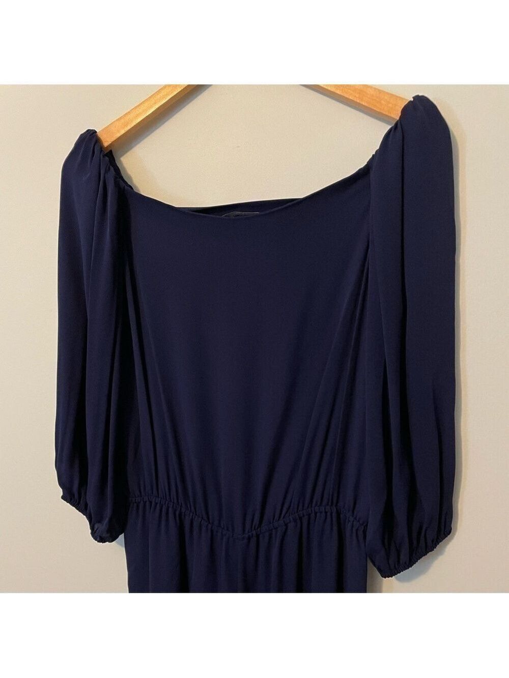 Theory Off Shoulder 100% Silk Navy Jumpsuit Small - Picture 8 of 13